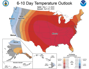 NOAA CPC 6 to 10 Day Temperature Probability Outlook
