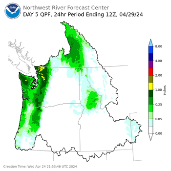 Day 5 (Sunday): Precipitation Forecast ending Monday, April 29 at 5 am PDT