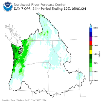 Day 7 (Tuesday): Precipitation Forecast ending Wednesday, May 1 at 5 am PDT