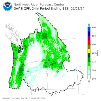 Day 8 (Wednesday): Precipitation Forecast ending Thursday, May 2 at 5 am PDT
