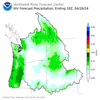 Day 3 (Friday): 6 Hourly Precipitation Forecast  ending Friday, April 26 at 11 am PDT