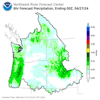 Day 3 (Friday): 6 Hourly Precipitation Forecast  ending Friday, April 26 at 5 pm PDT