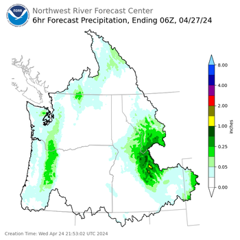 Day 3 (Friday): 6 Hourly Precipitation Forecast  ending Friday, April 26 at 11 pm PDT
