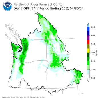 Day 5 (Monday): Precipitation Forecast ending Tuesday, April 30 at 5 am PDT