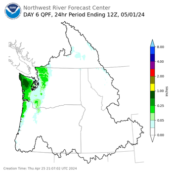 Day 6 (Tuesday): Precipitation Forecast ending Wednesday, May 1 at 5 am PDT