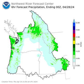 Day 3 (Saturday): 6 Hourly Precipitation Forecast  ending Saturday, April 27 at 5 pm PDT