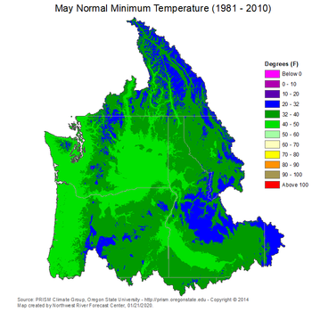 May Mean Min Temperature Map