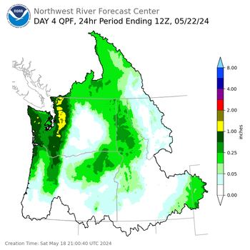 Day 4 (Tuesday): Precipitation Forecast ending Wednesday, May 22 at 5 am PDT