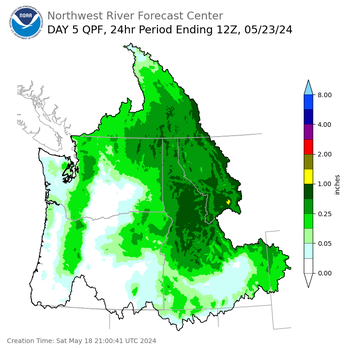 Day 5 (Wednesday): Precipitation Forecast ending Thursday, May 23 at 5 am PDT
