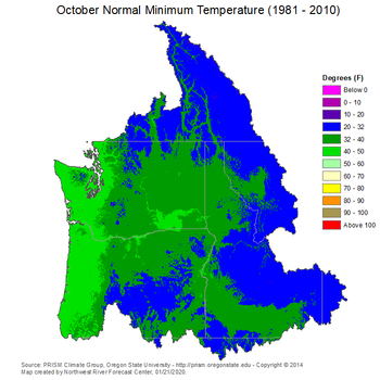 Mean Monthly Min Temperature Map