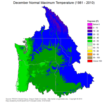 December Mean Max Temperature Map