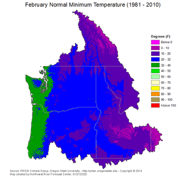 Mean Monthly Min Temperature Map