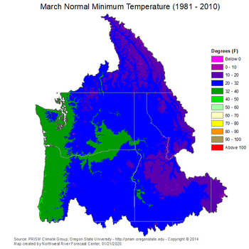 Mean Monthly Min Temperature Map