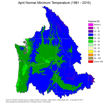 April Mean Min Temperature Map