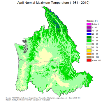 April Mean Max Temperature Map