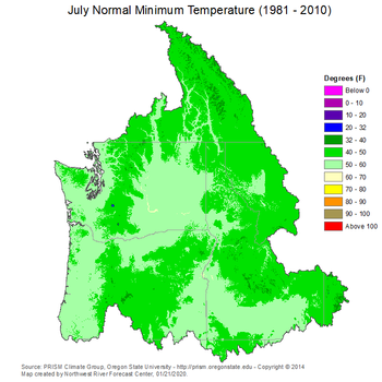Mean Monthly Min Temperature Map