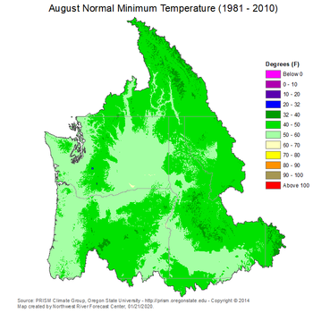 Mean Monthly Min Temperature Map