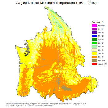 Mean Monthly Max Temperature Map
