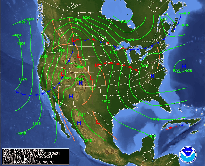 Day 5 (Wednesday): Forecast Surface Map