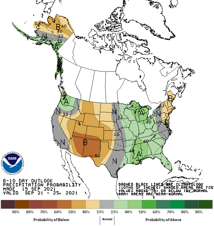 NOAA CPC 6 to 10 Day Precipitation Probability Outlook