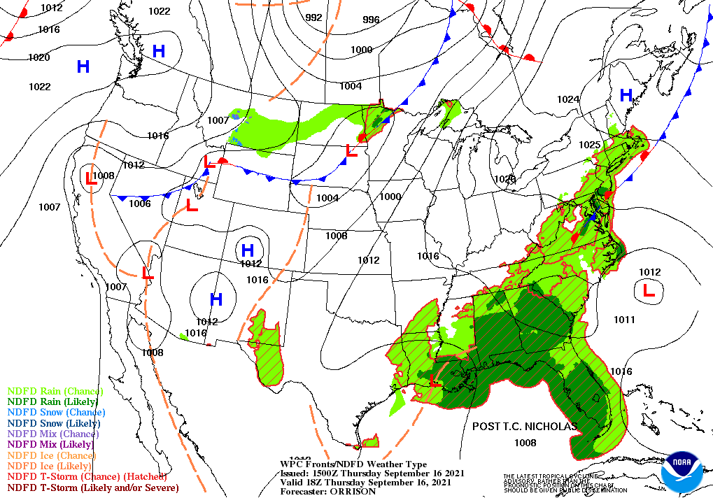 Day 1 (Thursday): Forecast Surface Map