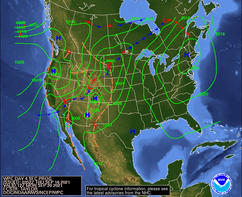 Day 4 (Sunday): Forecast Surface Map