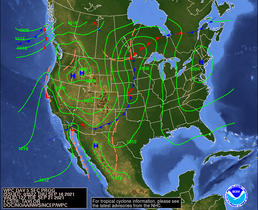 Day 5 (Monday): Forecast Surface Map