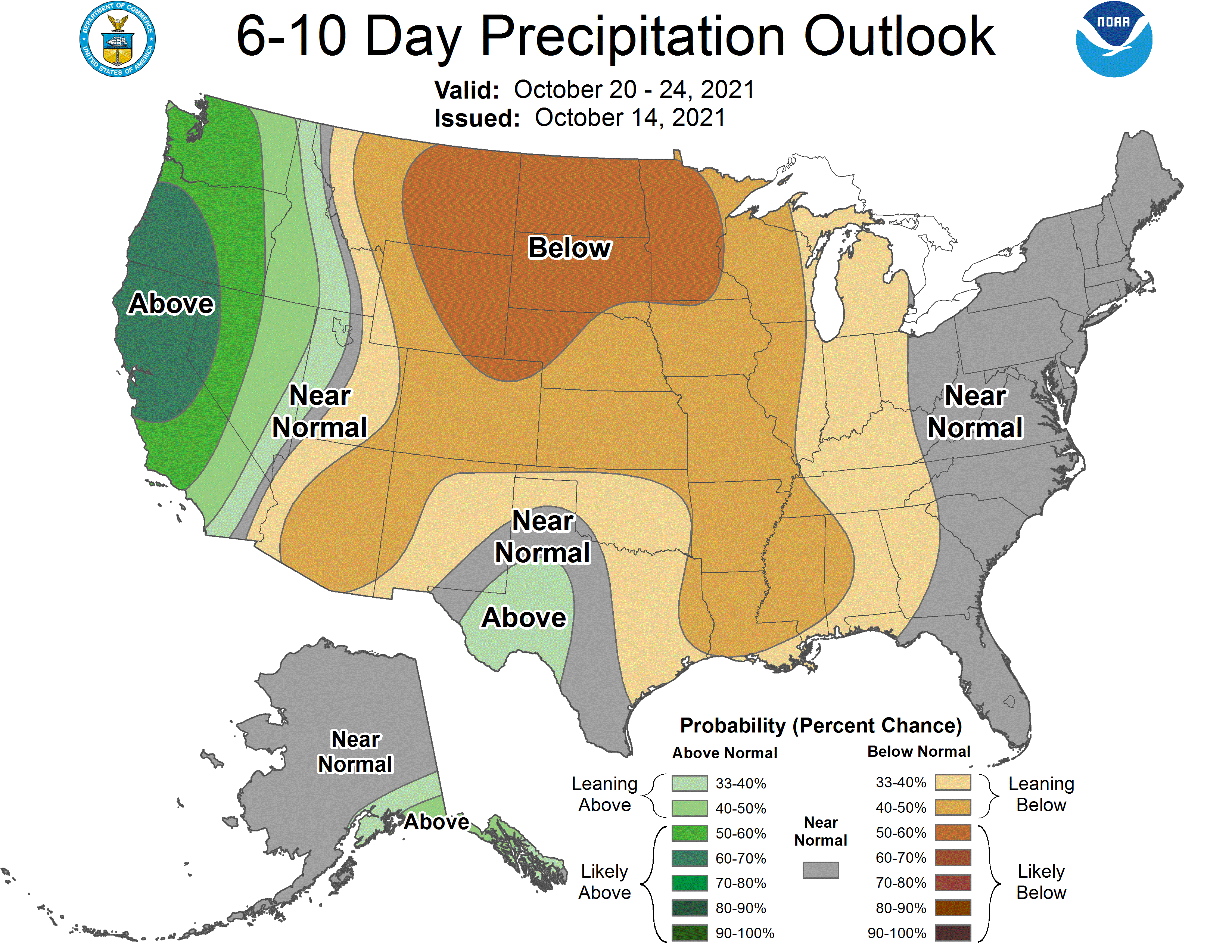 NOAA CPC 6 to 10 Day Precipitation Probability Outlook