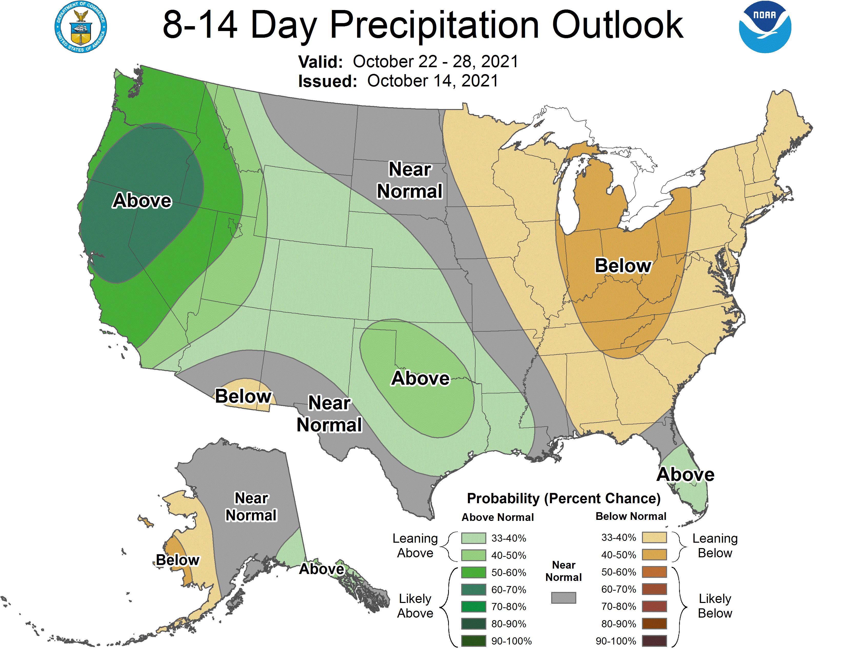 NOAA CPC 8 to 14 Day Precipitation Probability Outlook