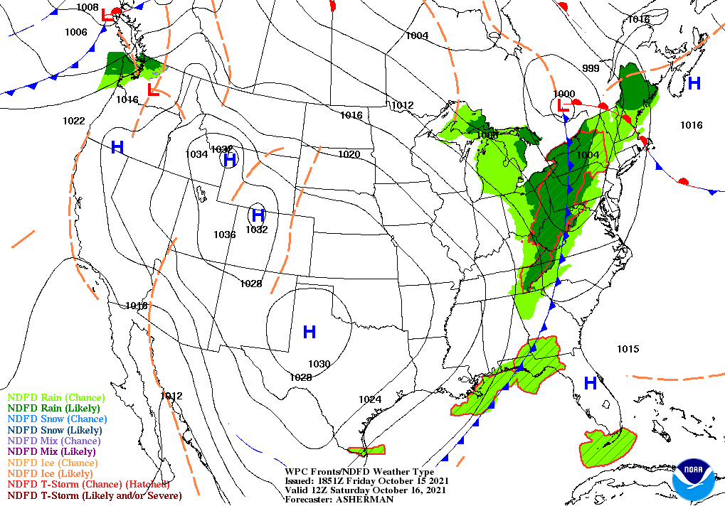 Day 2 (Saturday): Forecast Surface Map