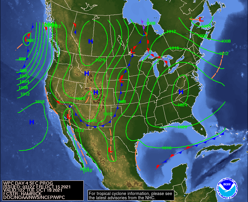 Day 4 (Monday): Forecast Surface Map