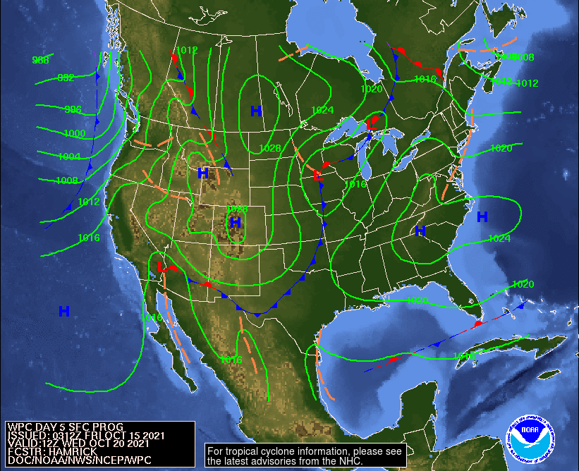 Day 5 (Tuesday): Forecast Surface Map