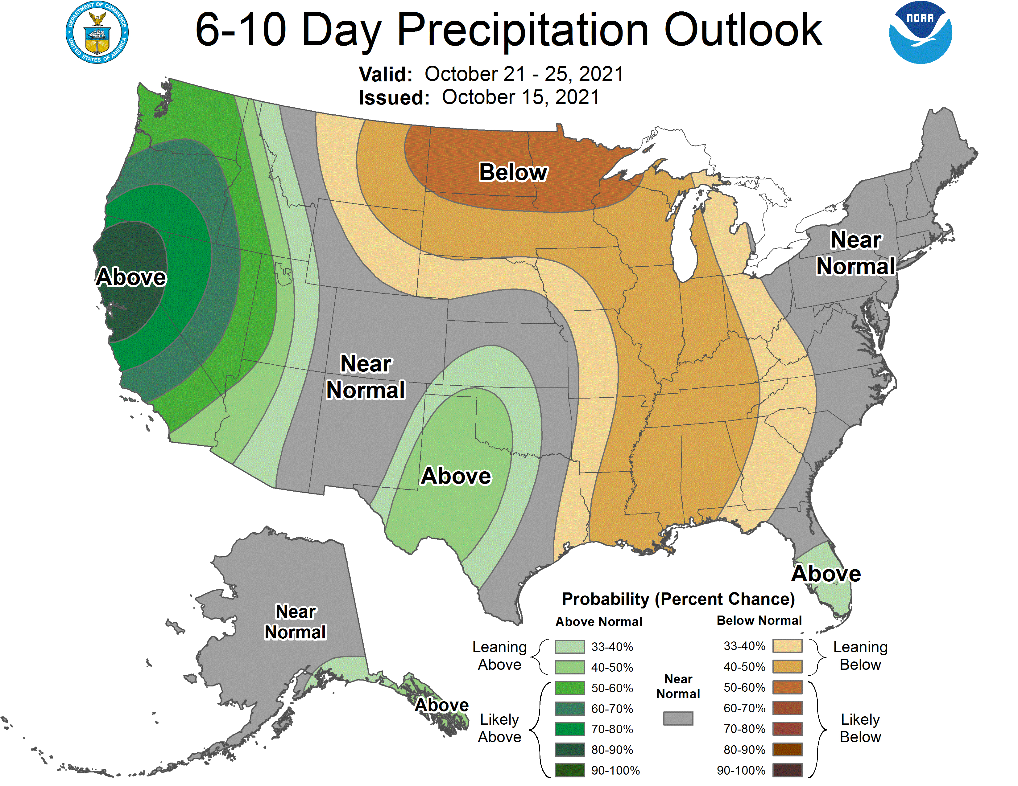 NOAA CPC 6 to 10 Day Precipitation Probability Outlook