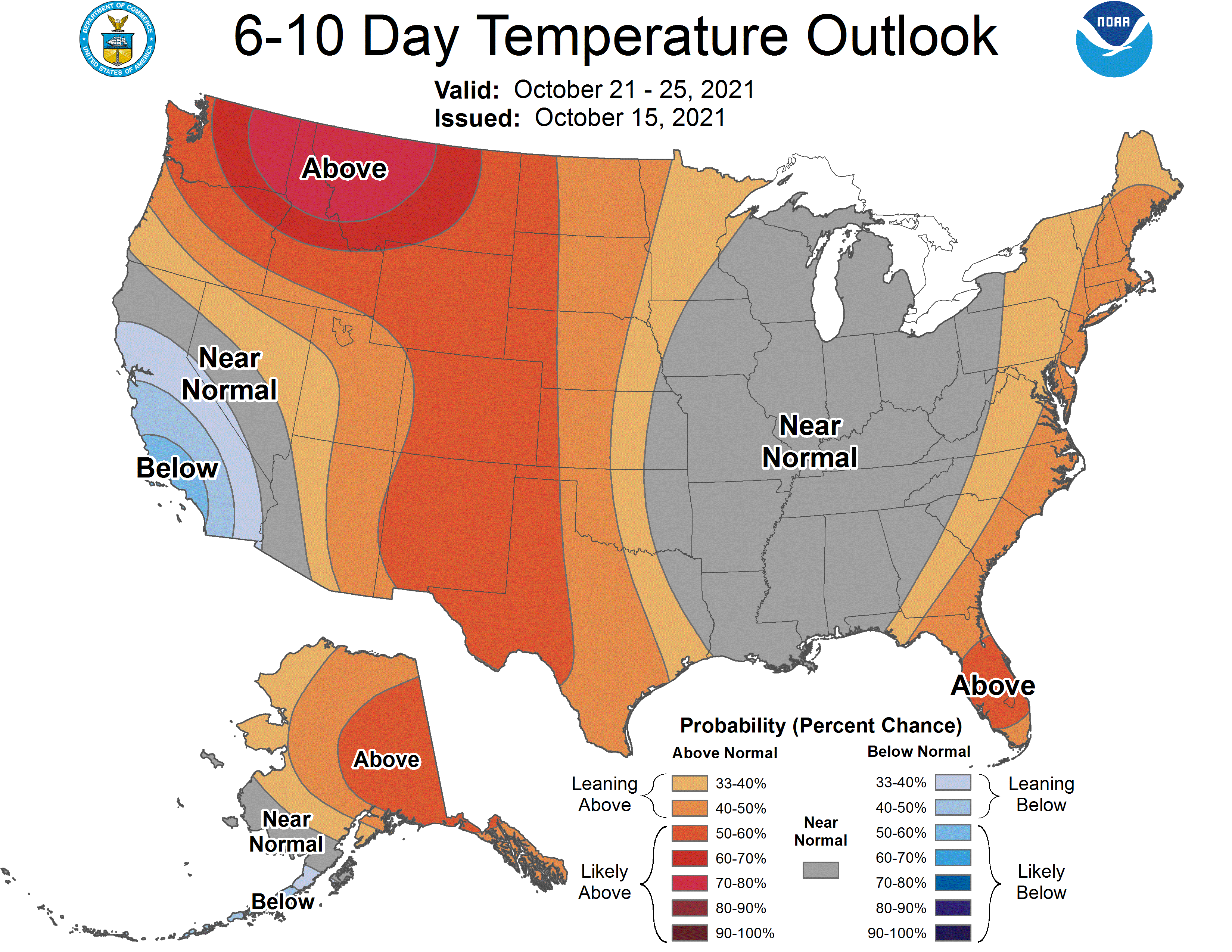 NOAA CPC 6 to 10 Day Temperature Probability Outlook