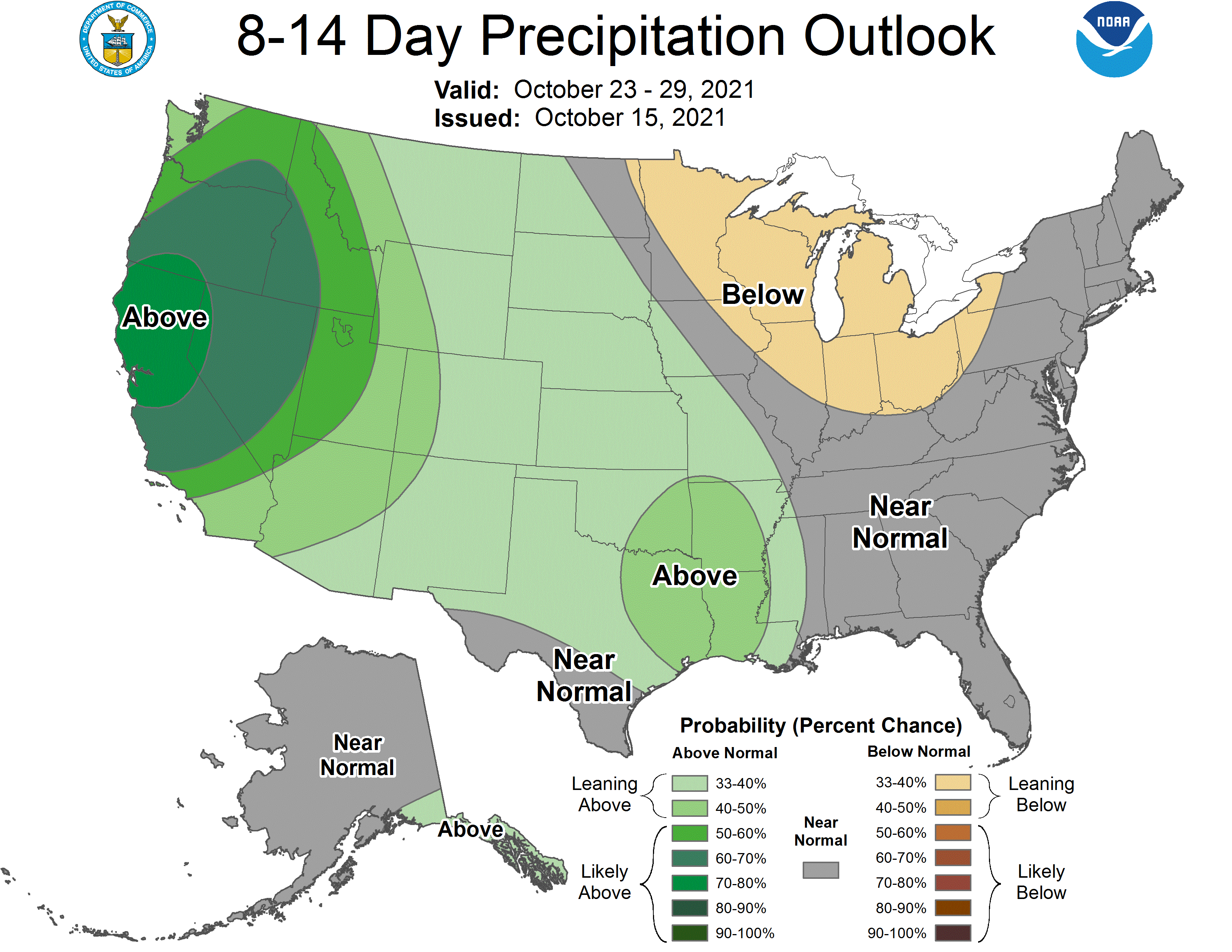 NOAA CPC 8 to 14 Day Precipitation Probability Outlook