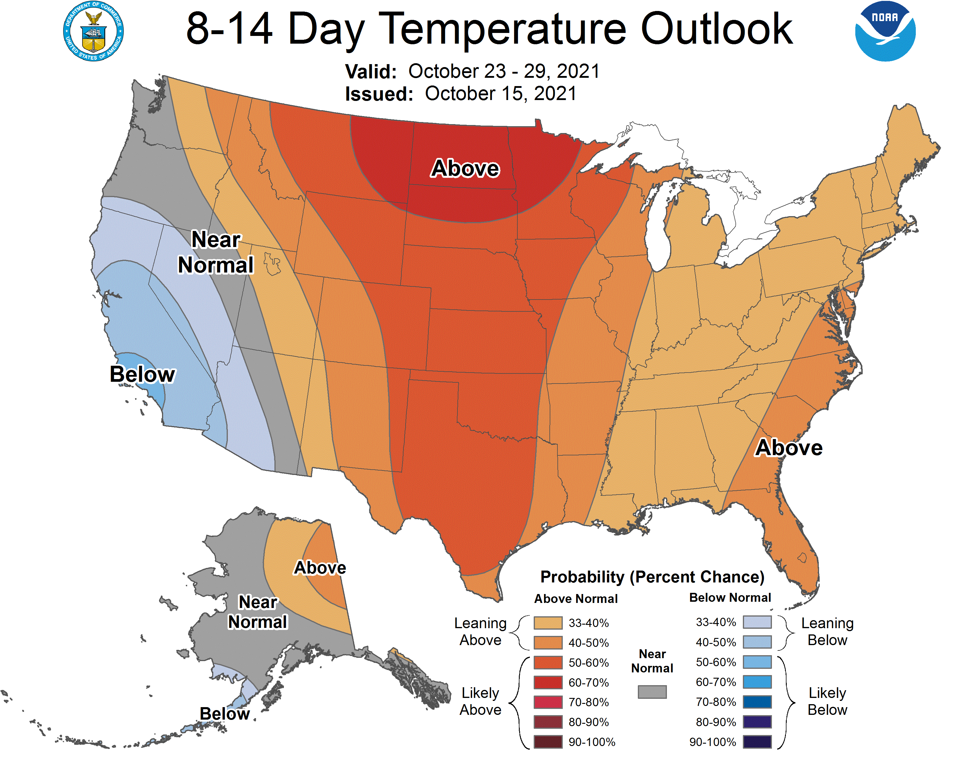 NOAA CPC 8 to 14 Day Temperature Probability Outlook