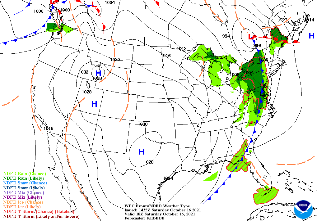 Day 1 (Saturday): Forecast Surface Map