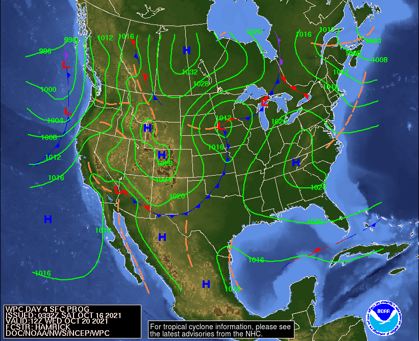 Day 4 (Tuesday): Forecast Surface Map