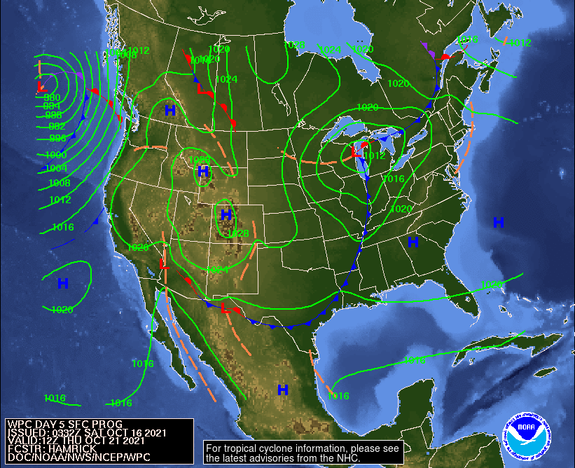 Day 5 (Wednesday): Forecast Surface Map