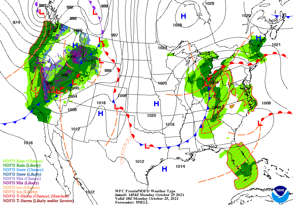 Day 1 (Monday): Forecast Surface Map