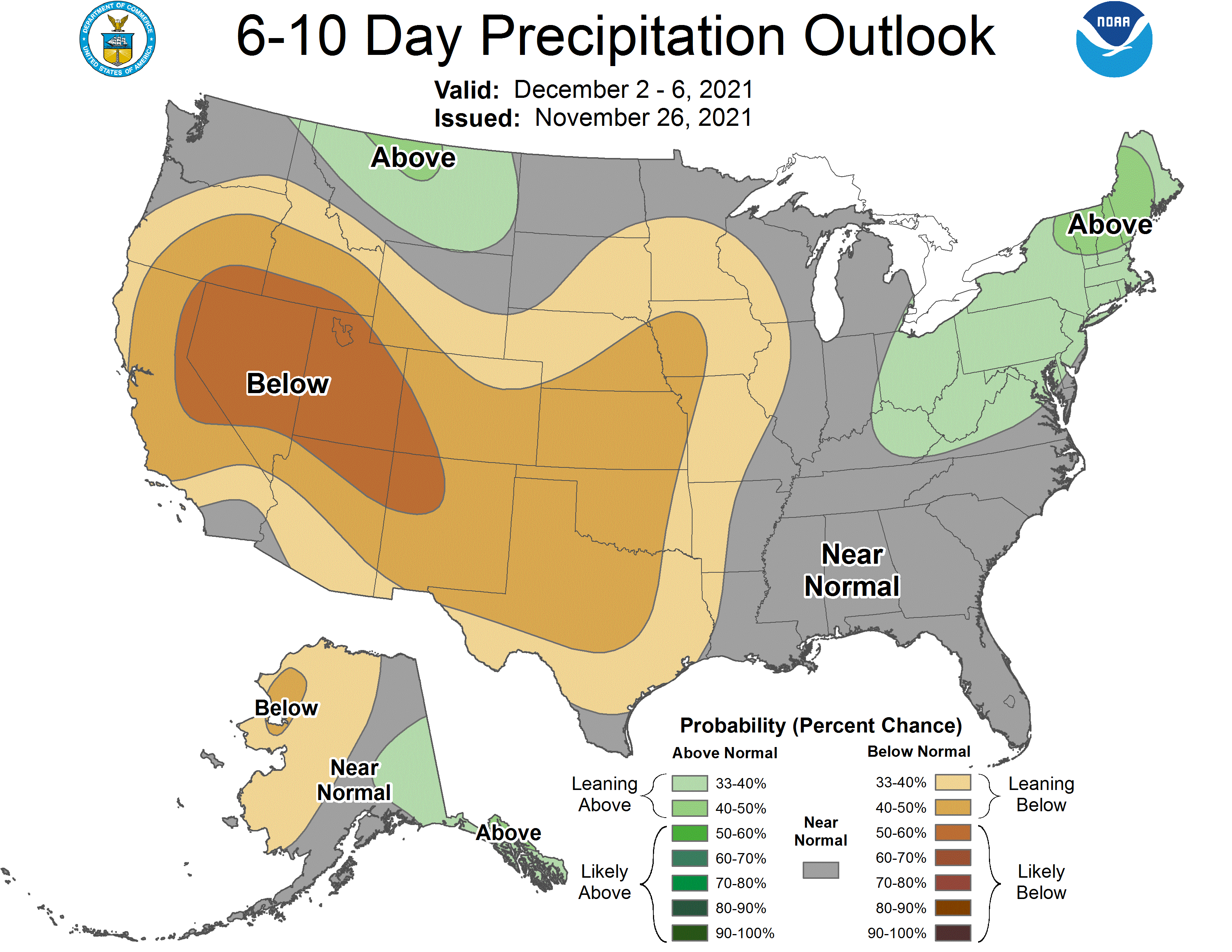 NOAA CPC 6 to 10 Day Precipitation Probability Outlook