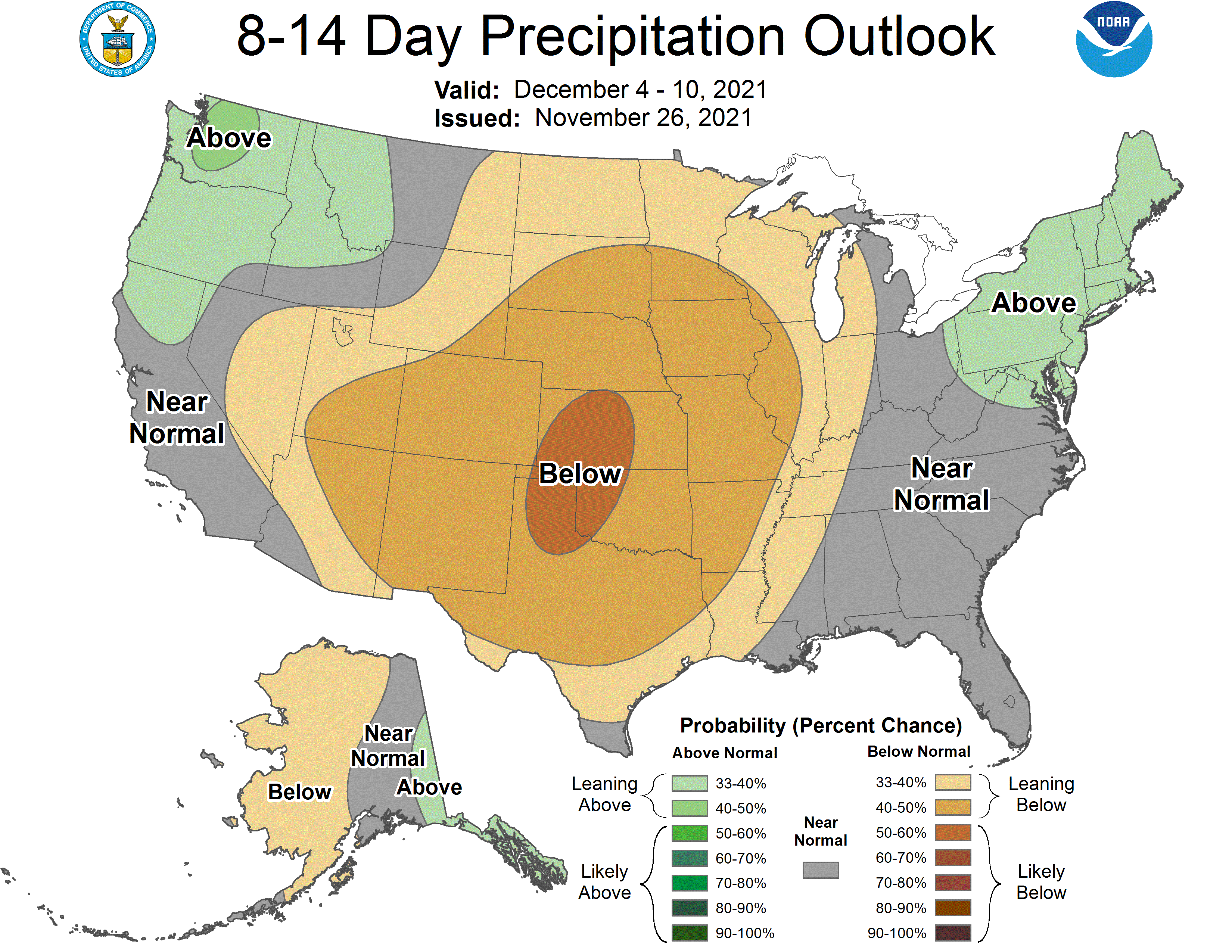 NOAA CPC 8 to 14 Day Precipitation Probability Outlook