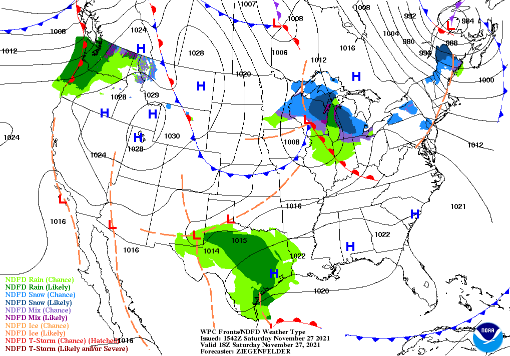 Day 1 (Saturday): Forecast Surface Map