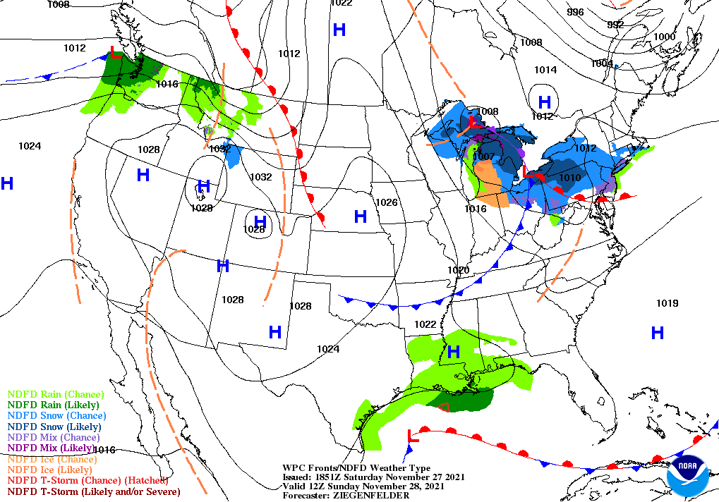 Day 2 (Sunday): Forecast Surface Map