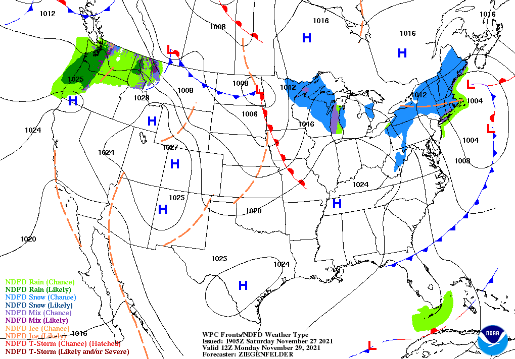 Day 3 (Monday): Forecast Surface Map