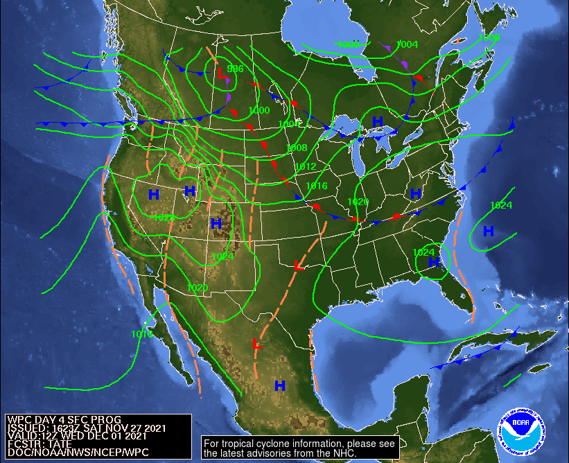 Day 4 (Tuesday): Forecast Surface Map