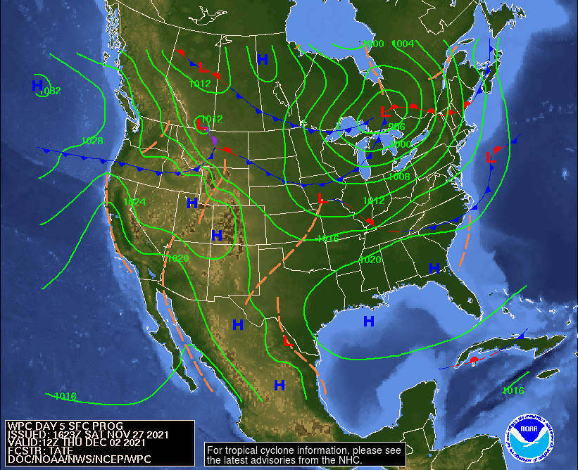 Day 5 (Wednesday): Forecast Surface Map