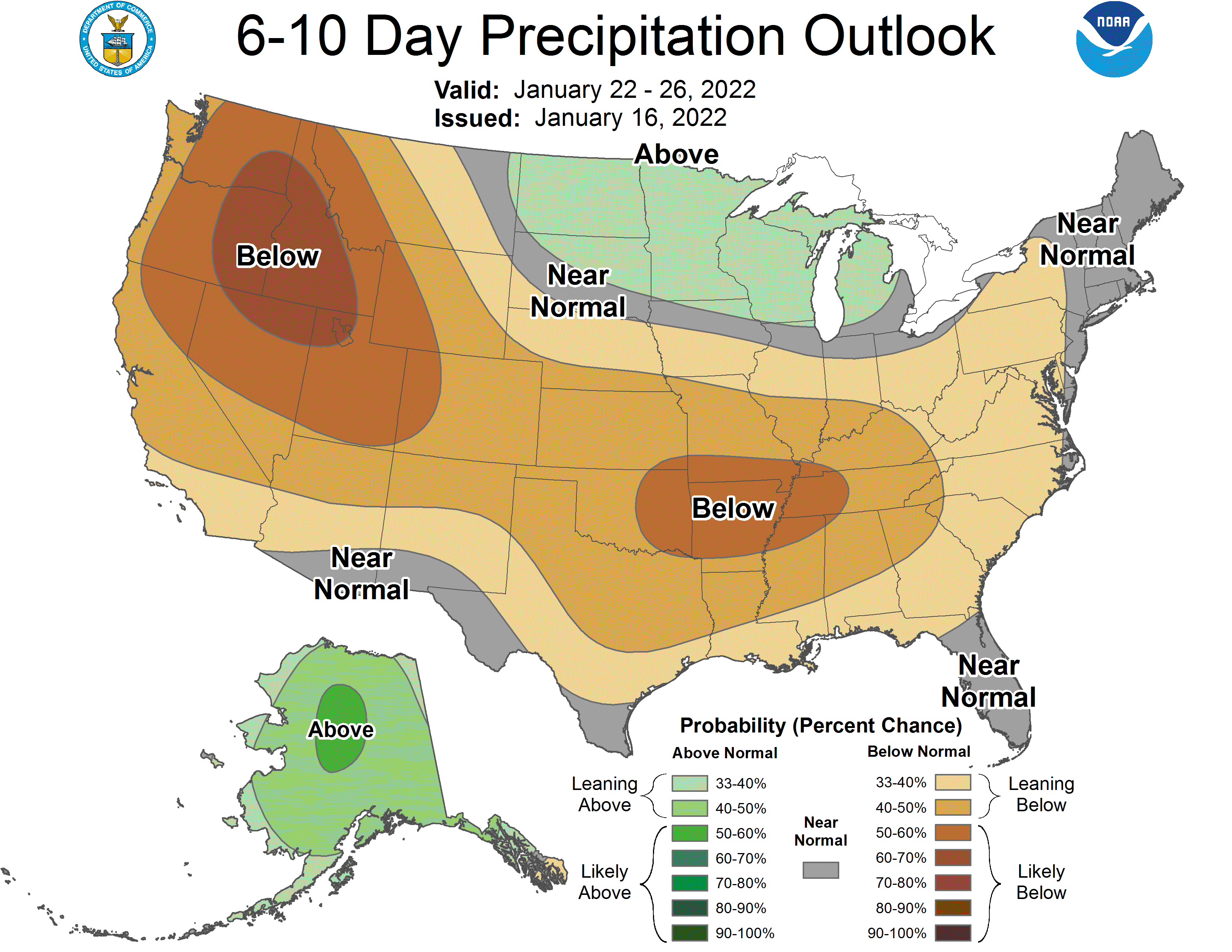 NOAA CPC 6 to 10 Day Precipitation Probability Outlook