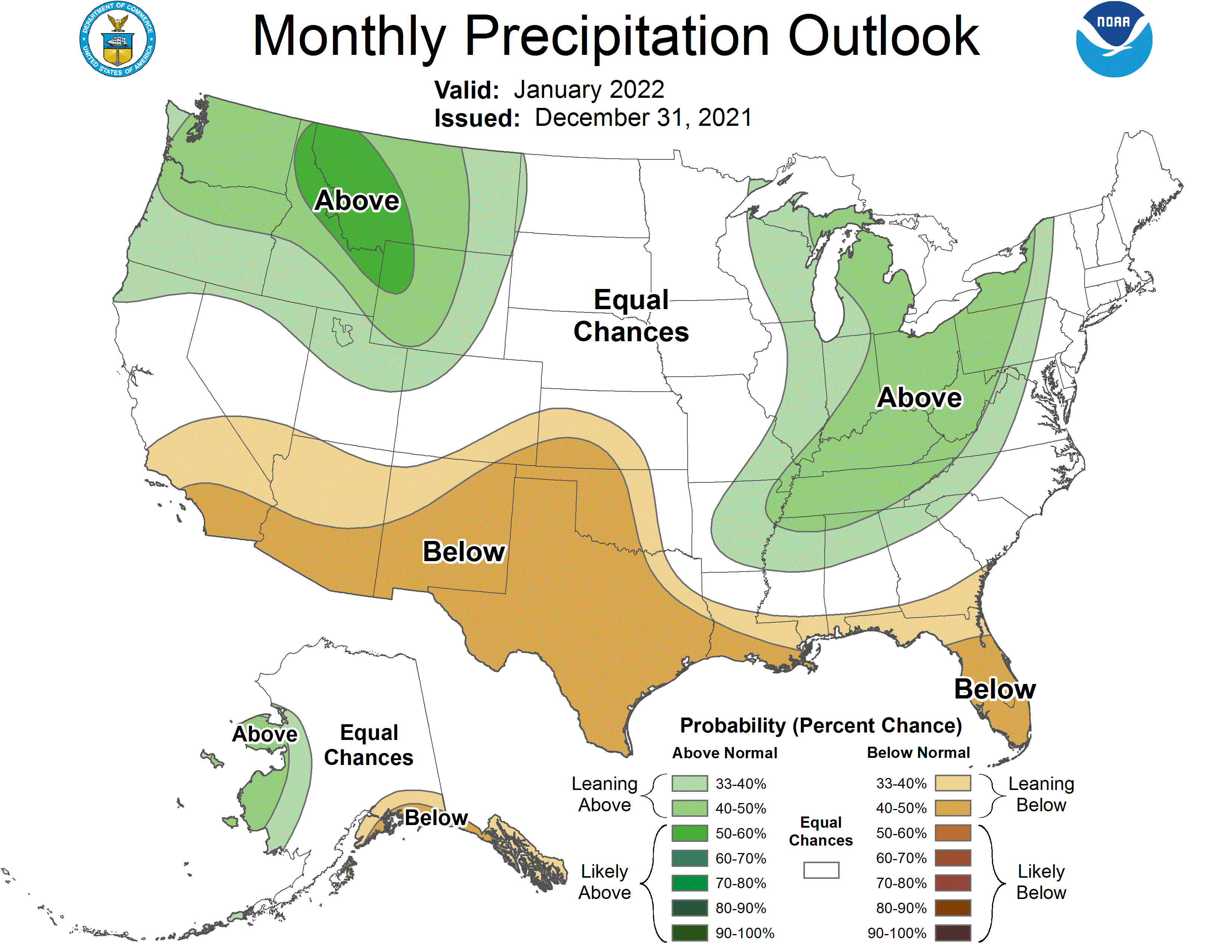 One Month Outlook  Precipitation Probability