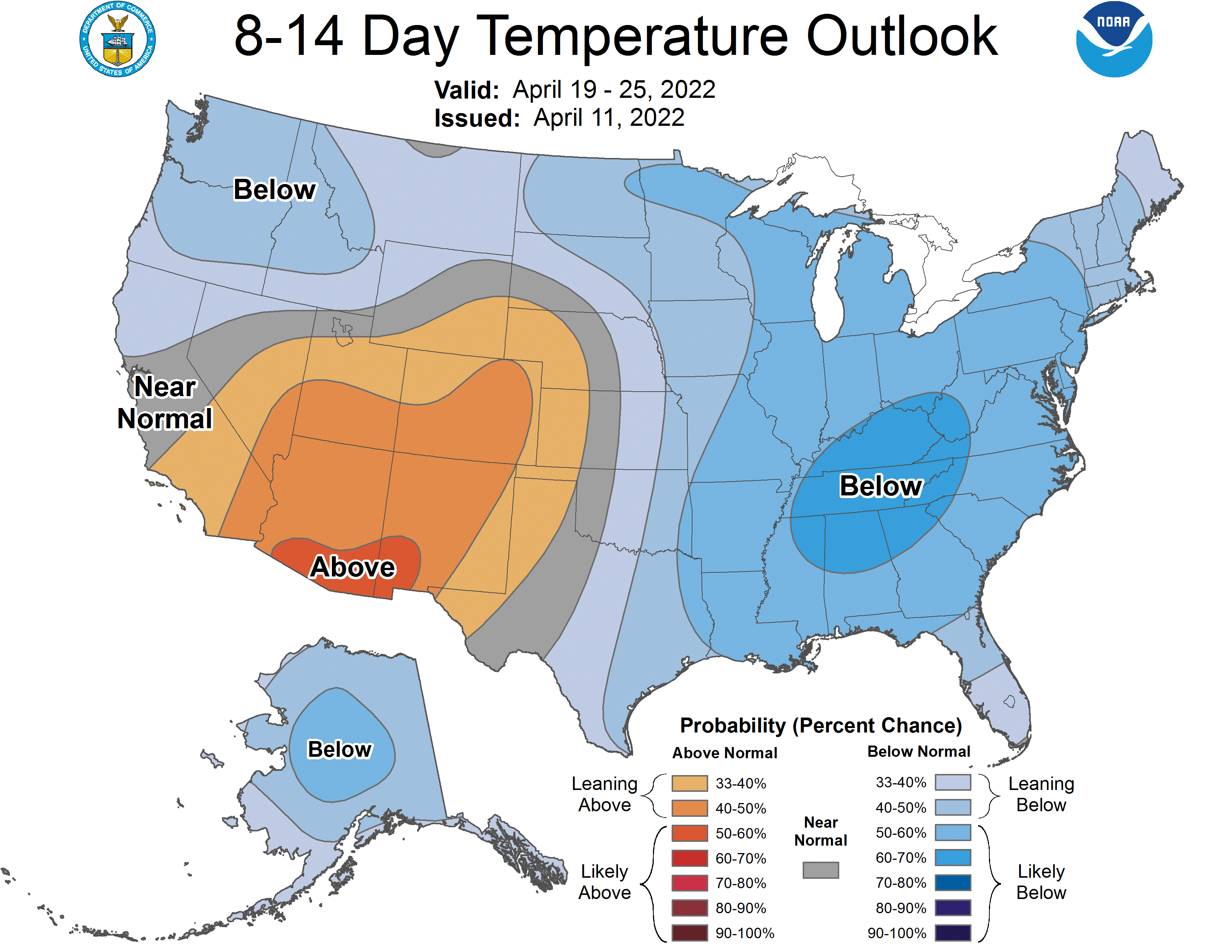 NOAA CPC 8 to 14 Day Temperature Probability Outlook